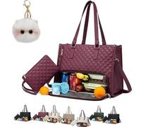 Genérico Tote And Luxe Co Bag, My Daily Bag Tote With Lunch Compartment, luxeco 3-In-1 Quilted Lunch,Laptop (Wine red)