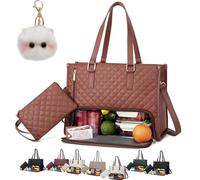 Genérico Tote And Luxe Co Bag, My Daily Bag Tote With Lunch Compartment, luxeco 3-In-1 Quilted Lunch,Laptop (Brown)
