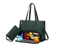 Genérico Tote and Luxe Co Bag, Toteluxeco 3-in-1 Quilted Tote Bag, Laptop Bags With Multiple Lunch Compartment Storage (Green)