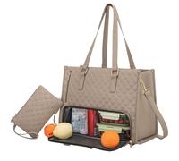 Genérico Tote and Luxe Co Bag, Toteluxeco 3-in-1 Quilted Tote Bag, Laptop Bags With Multiple Lunch Compartment Storage (Khaki)