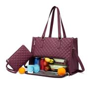 Genérico Tote and Luxe Co Bag, Toteluxeco 3-in-1 Quilted Tote Bag, Laptop Bags With Multiple Lunch Compartment Storage (Red)
