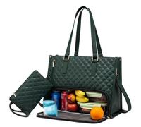 Genérico Tote and Luxe Co Bag, Toteluxeco 3-in-1 Quilted Tote Lunch Bag, Laptop Bags, with Multiple Lunch Compartment Smart Storage (Green)