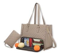 Genérico Tote and Luxe Co Bag, Toteluxeco 3-in-1 Quilted Tote Lunch Bag, Laptop Bags, with Multiple Lunch Compartment Smart Storage (Khaki)