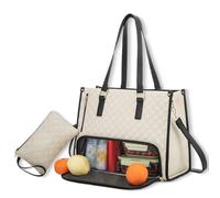 Genérico Tote and Luxe Co Bag, Toteluxeco 3-in-1 Quilted Tote Lunch Bag, Laptop Bags, with Multiple Lunch Compartment Smart Storage (White A)