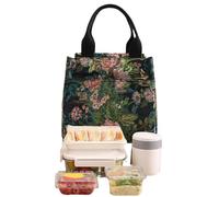 Genérico Tote Bag, Stylish Insulated Floral Print, Large Capacity Meal Storage Carrier, Premium Waterproof Lining Protection, Adjustable Strap Food Picnic Container, Women Adult Girls Work Daily