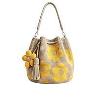 Genérico Tote bag x1 Handmade Fashion Floral Lightweight Handbag | Crochet Flower Tote Bag | for Women Female Beach Sea Summer Vacation Outdoor Office Home Shopping
