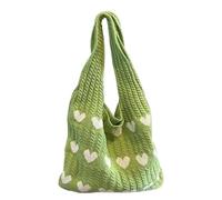 Genérico Tote de Ganchillo,Estilo Boho Corazón Estético Tejido y Plegable - Bolso Tote Tejido Plegable Multiusos - para Vacaciones, Viajes a la Playa y Desplazamientos Cotidianos