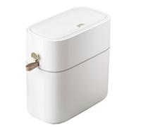 Genérico Touchless Trash Can, Bathroom Bin with Lid, Narrow Waste Basket, Automatic Drawstring Sealing, Odor-Sealed Storage, 8L Smart Bin for Bathroom Under Sink Desk or Kitchen Use, White
