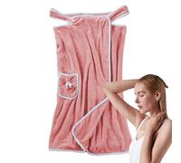 Genérico Towel Wrap For Women - Coral Velvet Cotton 80x135cm | Bath Towel Wrap Dress with Pocket, Wearable Shower Bath Robe | Soft Absorbent Swim Cover Up For Beach SPA Sauna Shower Use