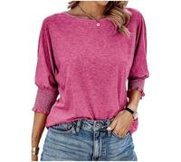 Genérico Towerlofty Tees Women’s 3/4 Sleeve Crewneck Tops with Smocked Cuffs Casual Loose Fit Basic Business T-Shirts for Work, Travel