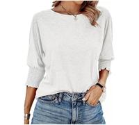 Genérico Towerlofty Tees Women’s 3/4 Sleeve Crewneck Tops with Smocked Cuffs Casual Loose Fit Basic Business T-Shirts for Work, Travel