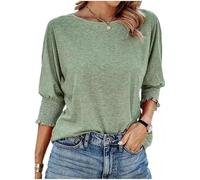 Genérico Towerlofty Tees Women’s 3/4 Sleeve Crewneck Tops with Smocked Cuffs Casual Loose Fit Basic Business T-Shirts for Work, Travel