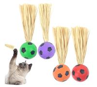 Genérico Toy de Gusano de Gato, Pelotas de Juguetes para Gatos | Interactivas 4 Piezas Bolas hinchables con Rafia - Relief de aburrimiento Ligero para rascar el Poste, el Juego de Piso, Viajar