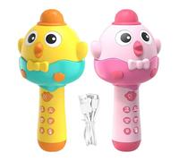 Genérico Toy Microphone - Chicken Shape Singing Machine, Rechargeable Wireless Speaker Karaoke, Handheld Voice Amplifier Music Player, Cute Animal Cartoon Sound LED Lights | For Kids Boys Girls