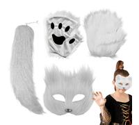 Genérico Toyhood Y Tail Gloves, Kit De Vestuario De Cosplay De Animales Para Accesorios De Disfraces De Anime, Halloween Christmas Dress Up Carnival Play Party Supplies, White