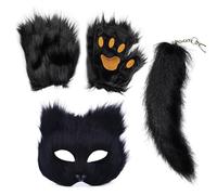 Genérico Toyhood Y Tail Gloves, Kit De Vestuario De Cosplay De Animales Para Accesorios De Disfraces De Anime, Halloween Christmas Dress Up Carnival Play Party Supplies, White