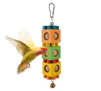 Genérico Toys for Birds, Hangable Wood Block Beak Grinding Enrichment Game | Parakeet Foraging Toy with Bell - for Home Pet Cockatiel Indoor Conure