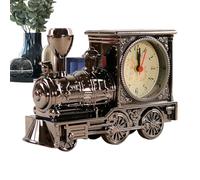 Genérico Train Clock - Vintage Desk Clock | 18x9cm Battery Operated Table with Quiet Time Display, Resin Train Model with Retro Finish, Decorative Ornament for Bedroom, Bedside, Office, Bookshelf