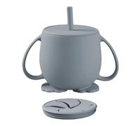 Genérico Training Cups with Lids, 110g Silicone Straw Cup with Handles, Unbreakable Baby Trainer Cup for 6-12 Months, 12.6x10.7x8cm Grip Handle Spill-Proof Cups for Babies Led Weaning and