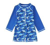 Genérico Traje Baño Bebé Niño Manga Larga Rashguard Impreso Tiburón 3 24 Meses Playa Piscina Verano Protección Solar Traje Baño Bebé Niño (Negro, 6-9 Months)