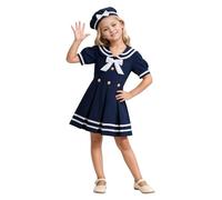Genérico Traje Carnaval Infantil, Ropa Disfraz Infantil, Disfraz de Marinero para Niñas con Falda Plisada Atuendo Elegante para Obras de Teatro Escolares y Fiestas