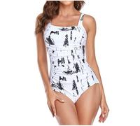 Genérico Traje Chaqueta Y Pantalon Mujer Trajes de baño sin Espalda para Mujer, Sexy, Estampado, Bodycon, Bikini, Playa Pareos Playa (White, M)
