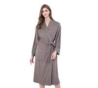 Generico Traje de baño de forro polar suave con cuello chal para mujer Cartera Cuero Grande, gris, M