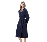 Generico Traje de baño de forro polar suave con cuello chal para mujer Cartera Cuero Grande, Marina militar., L