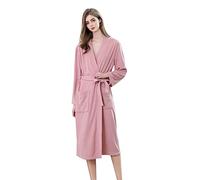 Generico Traje de baño de forro polar suave con cuello chal para mujer Cartera Cuero Grande, Rosa, XL