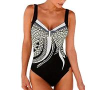 Generico Traje de baño de una pieza para mujer, deportivo, push-up, traje de baño con cuello trasero resistente al cloro para piscina, playa, curso de natación, Color blanco., L