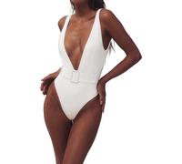 Generico Traje de baño de una pieza para mujer, push-up curvo, sexy, trajes de playa elegante, piscina, bañador Surf Elástico Mar Playa Swimsuit brasileño Swimwear Deportivo Monokini, Color blanco., S