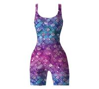Genérico Traje de baño Femenino con Estampado Digital 3D de Escamas de a la para Mujer (Blue, L)