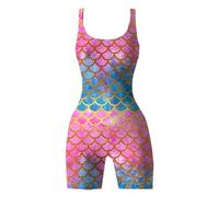 Genérico Traje de baño Femenino con Estampado Digital 3D de Escamas de a la para Mujer (Navy, S)