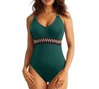 Genérico Traje de Baño Mujer Bañadores Reductores Barriga Women's Solid Color Mesh Patchwork Swimsuit Europe and The States Sexy Fashion Slimming Backless ñador Pecho Grande ñadores (Green,XL)