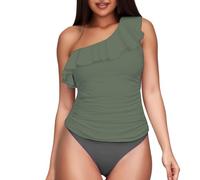 Genérico Traje de Baño Mujer Reductor Bañadores de Women's Two Piece Swimsuits One Shoulder Tankini Tummy Bathing Suits Swimwear Bañador Bañadores Mujer Tallas Grandes (JN,L)