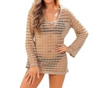 Genérico Traje De BañO para Mujer Bata De Playa De Punto Hueco De Crochet De Verano 2026 Cover Up Moda