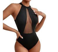 Generico Traje de baño para mujer, de dos piezas, con curvas y triángulo ajustable, bikini de triángulo ajustable, parte superior de cintura baja con corte sexy y parte inferior 706, Negro , M