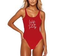 Genérico traje de baño para mujer, estampado de letras, moda, espalda descubierta, Monokini, cómodo, playa, traje de baño, mono para mujer, tendencia Y20286, rojo, XXX-Large