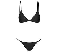 Generico Traje de baño para mujer push up acolchado sujetador bikini top curvy control abdominal trajes brasileños tanga cintura alta triángulo playa de Swimwear Beachwear Playa, Negro , M