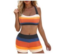 Genérico Traje De Baño para Mujerr Conjunto De Bikini Reductor Abdomen Cintura Alta para Mujer Traje Baño Push Up Bikini Hotpants Mujer Viste Estómago Braguitas Estilo Boho La Playa Trajes
