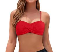 Genérico Traje de baño sin Tirantes con Parte Superior de Bikini Bandeau para Mujer (Red, XXL)