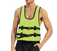 Genérico Traje de Baño Talla Grande Chaleco Salvavidas Ajustado Chaqueta Flotabilidad Portátil Ligera Plegable para Playa Río (Green, One Size)