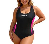 Genérico Traje de baño Talla Grande Estampado dinámico Total Estilo Deportivo Ideal natación Playa Informal (Black, XL)