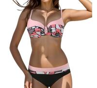 Genérico Traje de Baño Tallas Grandes para Mujer Push Up con Relleno Conjuntos Conjunto Bohemio Floral Swimwear Reductor Estampado Bañador Deportivo Material Elástico Ideal Fiestas Playeras