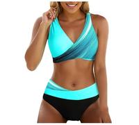 Genérico Traje de Baño Tallas Grandes para Mujer Talla Grande Vikinis Ajustable Dos Piezas Ropa Reductores Conjunto Ruched Moderno Bañador Vacaciones Hawai Ideal Fiestas Playeras