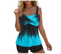Genérico Traje De Baño Tankini para Mujer El Conjunto del Tankini De Las Mujeres Empuja hacia Arriba El Adelgazamiento con Traje Baño con Cuello Halter Los Escritos Trajes Gran Tamaño