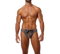Genérico traje de baño triángulo hombre estampado leopardo para playa y fiestas frente al mar versátiles todas las estaciones ropa náutica cómoda, marrón, M
