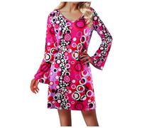 Genérico Traje de discoteca de los años 70 para mujer, 7 piezas, vestido de discoteca de los años 70, disfraz hippie, accesorios de ropa, joyería para Halloween (XL)