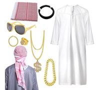 Genérico Traje De Disfraz Árabe Para Hombre | Accesorios para Disfraz y Cosplay | Traje de Medio Oriente para Hombres | Para Halloween Cosplay Juego De Roles Carnaval Navidad Representación Escénica