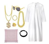 Genérico Traje De Disfraz Árabe Para Hombre | Accesorios Para Disfraz Y Cosplay | Vestimenta Árabe De Oriente Medio | Para Halloween Cosplay Juego De Roles Carnaval Navidad Representación Escénica